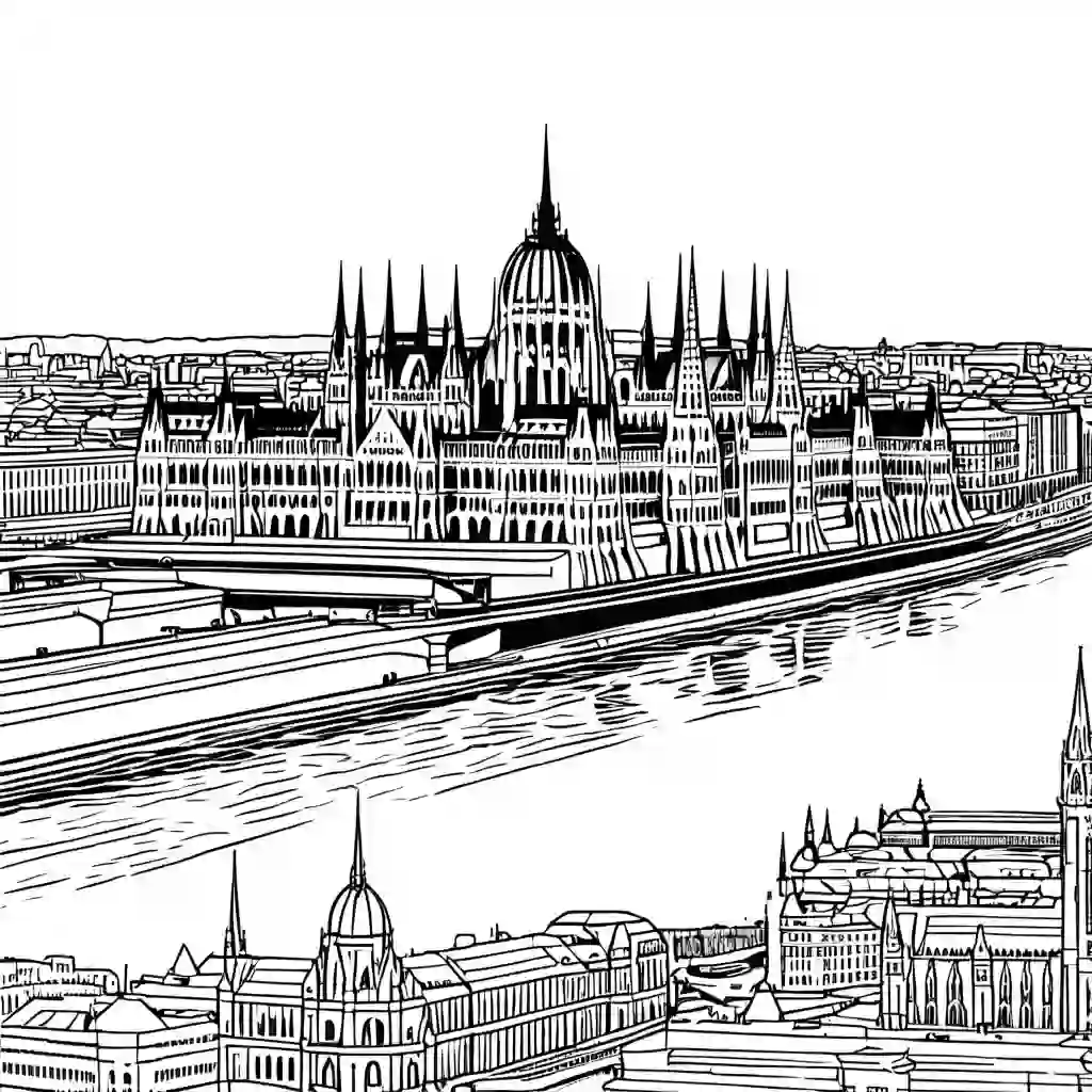 Budapest Skyline coloring pages